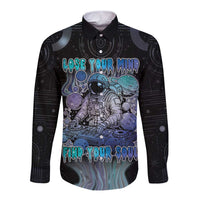 Astronaut Long Sleeve Button Shirt Love Your Mind Find Your Soul - Wonder Print Shop