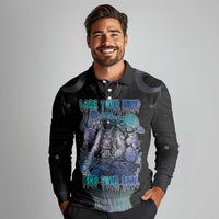 Astronaut Long Sleeve Polo Shirt Love Your Mind Find Your Soul - Wonder Print Shop