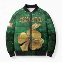 Personalized Ireland Bomber Puffer Jacket The Shamrock With The Irish Hare Patterns - Wonder Print Shop