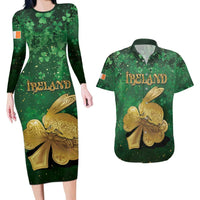 Personalized Ireland Couples Matching Long Sleeve Bodycon Dress and Hawaiian Shirt The Shamrock With The Irish Hare Patterns - Wonder Print Shop