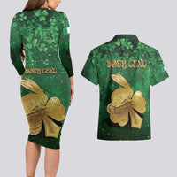 Personalized Ireland Couples Matching Long Sleeve Bodycon Dress and Hawaiian Shirt The Shamrock With The Irish Hare Patterns - Wonder Print Shop