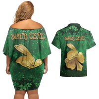 Personalized Ireland Couples Matching Off Shoulder Short Dress and Hawaiian Shirt The Shamrock With The Irish Hare Patterns - Wonder Print Shop