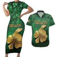 Personalized Ireland Couples Matching Short Sleeve Bodycon Dress and Hawaiian Shirt The Shamrock With The Irish Hare Patterns - Wonder Print Shop