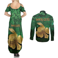 Personalized Ireland Couples Matching Summer Maxi Dress and Long Sleeve Button Shirt The Shamrock With The Irish Hare Patterns - Wonder Print Shop