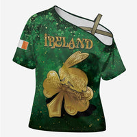 Personalized Ireland Cross Shoulder Shirt The Shamrock With The Irish Hare Patterns - Wonder Print Shop