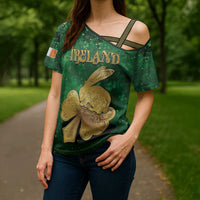 Personalized Ireland Cross Shoulder Shirt The Shamrock With The Irish Hare Patterns - Wonder Print Shop