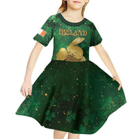 Personalized Ireland Kid Short Sleeve Dress The Shamrock With The Irish Hare Patterns - Wonder Print Shop