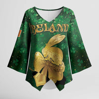 Personalized Ireland Kimono Sleeve Blouse The Shamrock With The Irish Hare Patterns - Wonder Print Shop