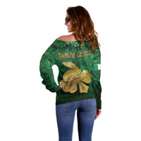 Personalized Ireland Off Shoulder Sweater The Shamrock With The Irish Hare Patterns - Wonder Print Shop