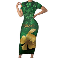 Personalized Ireland Short Sleeve Bodycon Dress The Shamrock With The Irish Hare Patterns - Wonder Print Shop