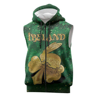 Personalized Ireland Sleeveless Zip Hoodie The Shamrock With The Irish Hare Patterns - Wonder Print Shop