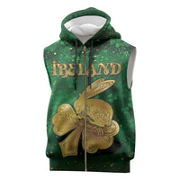 Personalized Ireland Sleeveless Zip Hoodie The Shamrock With The Irish Hare Patterns - Wonder Print Shop