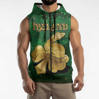 Personalized Ireland Sleeveless Zip Hoodie The Shamrock With The Irish Hare Patterns - Wonder Print Shop