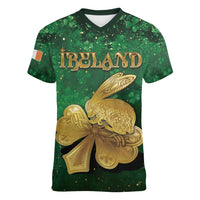 Personalized Ireland Women V-Neck T-Shirt The Shamrock With The Irish Hare Patterns - Wonder Print Shop