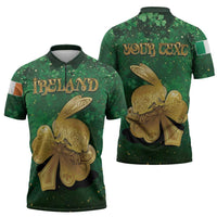Personalized Ireland Zipper Polo Shirt The Shamrock With The Irish Hare Patterns - Wonder Print Shop