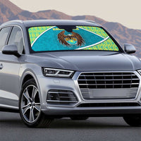 Kazakhstan Auto Sun Shade The Eagle With Kazakh Patterns - Wonder Print Shop