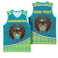 Personalized Kazakhstan Basketball Jersey The Eagle With Kazakh Patterns - Wonder Print Shop