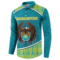 Personalized Kazakhstan Button Sweatshirt The Eagle With Kazakh Patterns - Wonder Print Shop