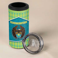 Personalized Kazakhstan 4 in 1 Can Cooler Tumbler The Eagle With Kazakh Patterns - Wonder Print Shop