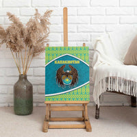 Kazakhstan Canvas Wall Art The Eagle With Kazakh Patterns - Wonder Print Shop