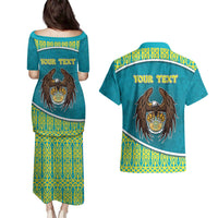 Personalized Kazakhstan Couples Matching Puletasi and Hawaiian Shirt The Eagle With Kazakh Patterns - Wonder Print Shop