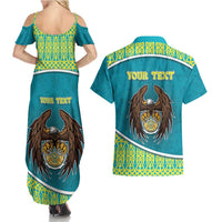 Personalized Kazakhstan Couples Matching Summer Maxi Dress and Hawaiian Shirt The Eagle With Kazakh Patterns - Wonder Print Shop