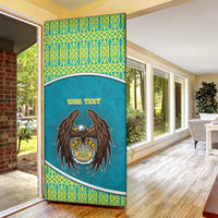 Kazakhstan Door Cover The Eagle With Kazakh Patterns - Wonder Print Shop