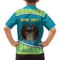 Personalized Kazakhstan Family Matching Summer Maxi Dress and Hawaiian Shirt The Eagle With Kazakh Patterns - Wonder Print Shop