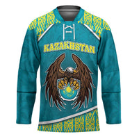 Personalized Kazakhstan Hockey Jersey The Eagle With Kazakh Patterns - Wonder Print Shop