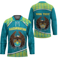 Personalized Kazakhstan Hockey Jersey The Eagle With Kazakh Patterns - Wonder Print Shop