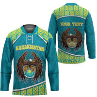 Personalized Kazakhstan Hockey Jersey The Eagle With Kazakh Patterns - Wonder Print Shop