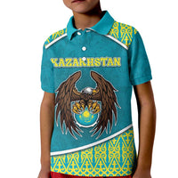 Personalized Kazakhstan Kid Polo Shirt The Eagle With Kazakh Patterns - Wonder Print Shop