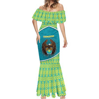 Personalized Kazakhstan Mermaid Dress The Eagle With Kazakh Patterns - Wonder Print Shop