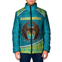 Personalized Kazakhstan Padded Jacket The Eagle With Kazakh Patterns - Wonder Print Shop