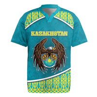 Personalized Kazakhstan Rugby Jersey The Eagle With Kazakh Patterns - Wonder Print Shop
