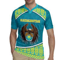 Personalized Kazakhstan Rugby Jersey The Eagle With Kazakh Patterns - Wonder Print Shop