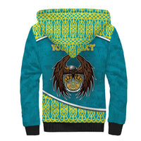 Personalized Kazakhstan Sherpa Hoodie The Eagle With Kazakh Patterns - Wonder Print Shop