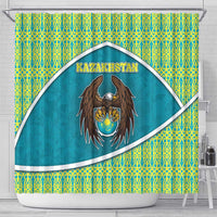 Kazakhstan Shower Curtain The Eagle With Kazakh Patterns - Wonder Print Shop
