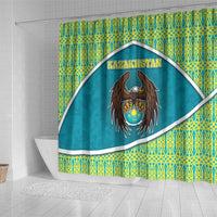 Kazakhstan Shower Curtain The Eagle With Kazakh Patterns - Wonder Print Shop