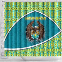 Kazakhstan Shower Curtain The Eagle With Kazakh Patterns - Wonder Print Shop