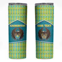 Personalized Kazakhstan Skinny Tumbler The Eagle With Kazakh Patterns - Wonder Print Shop