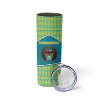 Personalized Kazakhstan Skinny Tumbler The Eagle With Kazakh Patterns - Wonder Print Shop