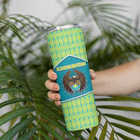 Personalized Kazakhstan Skinny Tumbler The Eagle With Kazakh Patterns - Wonder Print Shop
