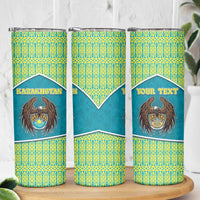 Personalized Kazakhstan Skinny Tumbler The Eagle With Kazakh Patterns - Wonder Print Shop