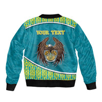 Personalized Kazakhstan Sleeve Zip Bomber Jacket The Eagle With Kazakh Patterns - Wonder Print Shop