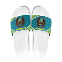 Kazakhstan Slide Sandals The Eagle With Kazakh Patterns - Wonder Print Shop