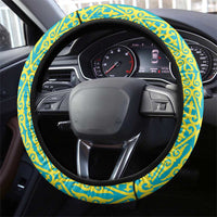 Kazakhstan Steering Wheel Cover The Eagle With Kazakh Patterns - Wonder Print Shop
