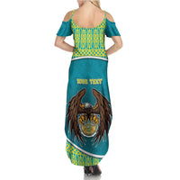 Personalized Kazakhstan Summer Maxi Dress The Eagle With Kazakh Patterns - Wonder Print Shop