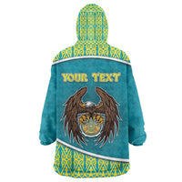 Personalized Kazakhstan Wearable Blanket Hoodie The Eagle With Kazakh Patterns - Wonder Print Shop