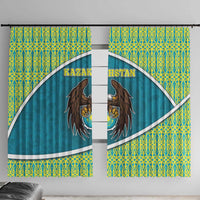 Kazakhstan Window Curtain The Eagle With Kazakh Patterns - Wonder Print Shop